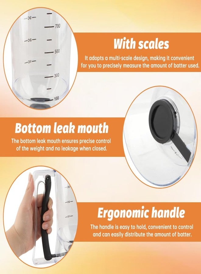 Jeyntanc Pancake Batter Dispenser With Squeeze Handle Set, No Mess & Easy Pour, Includes Muffin, Hexagram, Heart and Flower Rings, Pastry Brush and Spatula - Ideal for Pancakes, Waffles and Cupcakes - Image 5